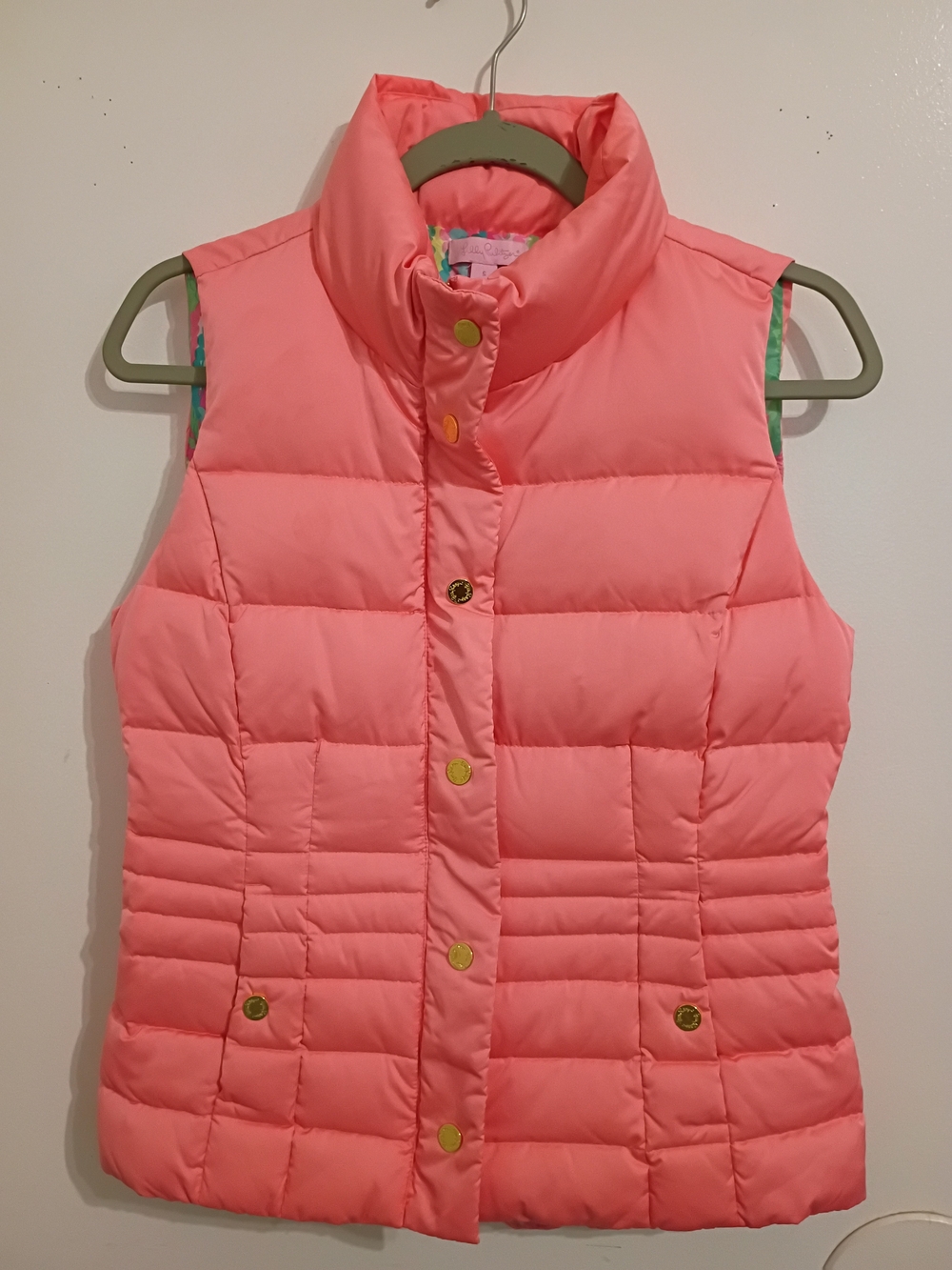Lilly Pulitzer Women's Isabelle Puffer Down Vest Pink Sz S